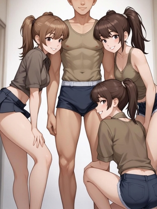 体操着の男子を囲む女子たち ～下半身集中攻撃～