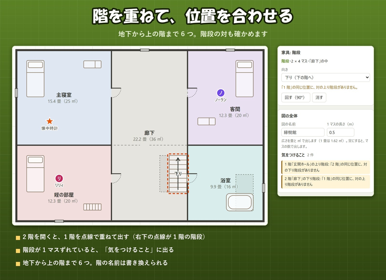 【推理・ホラー・TRPG・ノベル】部屋を並べて人と物を置く「間取りボード」見取り図・階・扉・家具
