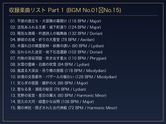 王道ファンタジー・大冒険と戦闘のRPG劇伴音楽パック [ループBGM30曲+演出ME20種/商用可/OGGループタグ対応]