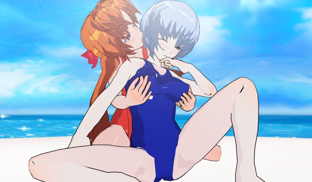 Rei and Asuka's Lesbian Fight in School Swimsuits