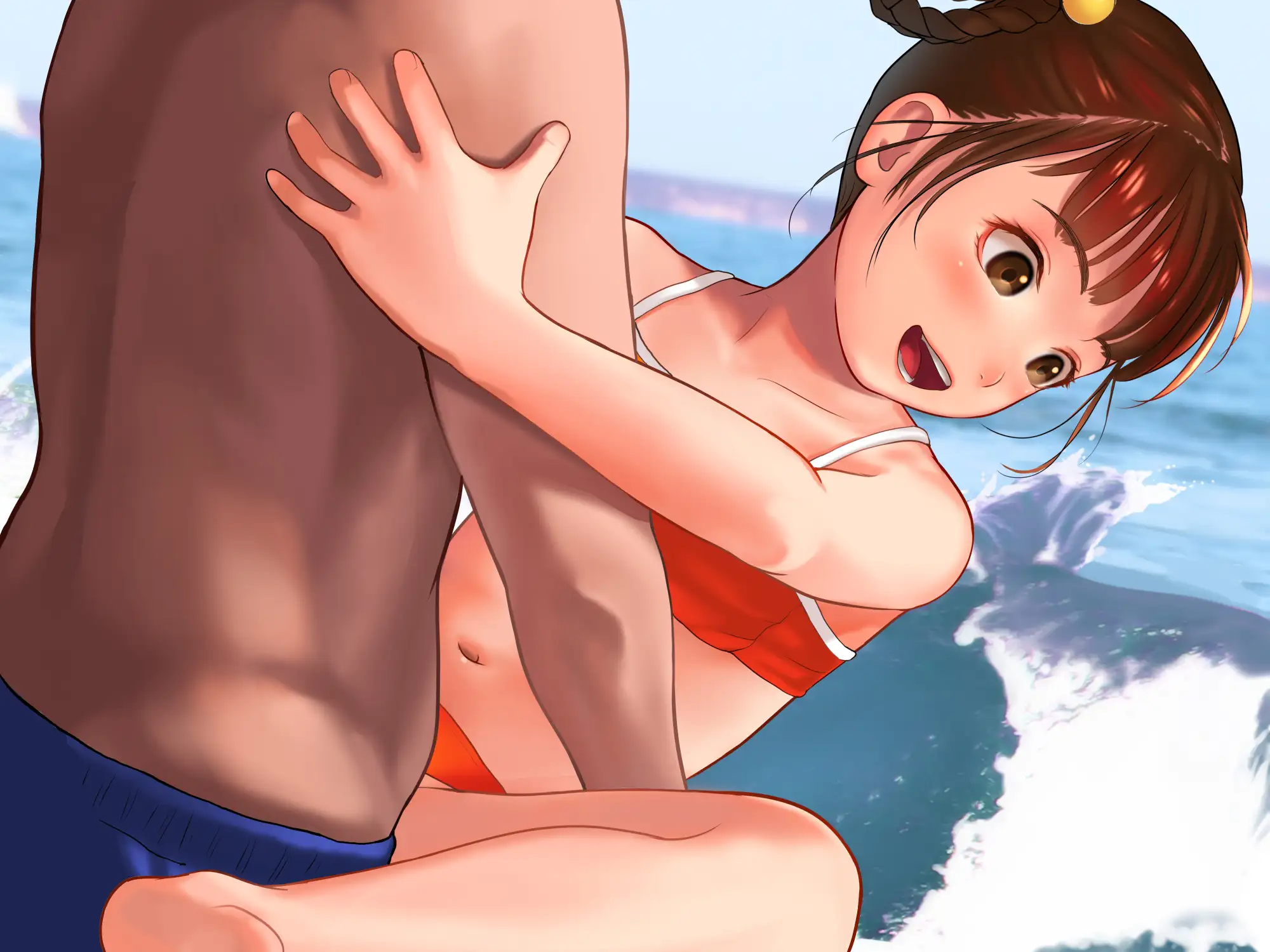 サンプル画像1|【エロCG/動画】パパとえっちな海水浴っ【獅子丸屋】