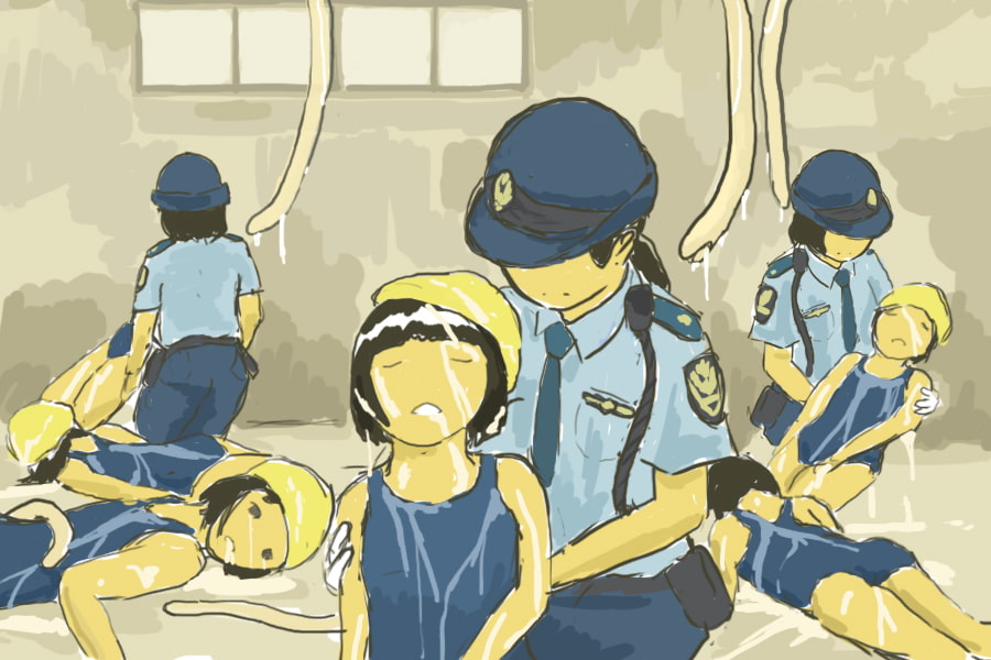 女性警察官触手