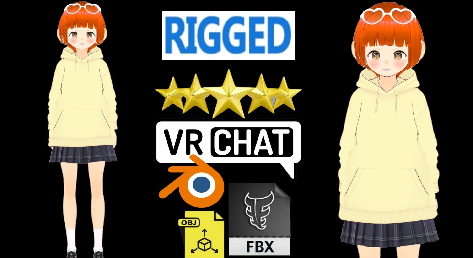 Vroid VRM cute anime girl character – Chika 3D model