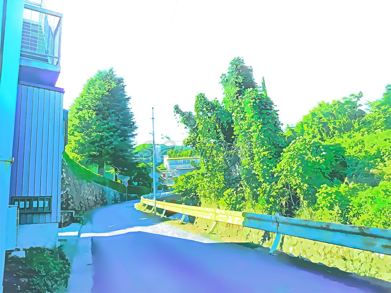 田舎道3【背景素材_夕方差分+空くり抜きセット】