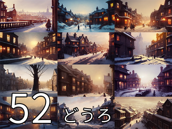 2D背景素材集-冬の町(52枚)