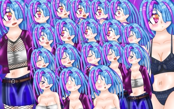 立ち絵素材37表情差分20種全裸衣装差分8つき網目タイツチューブトップジャケット少女 [ERASER]