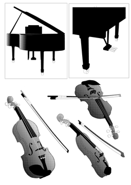 漫画素材/ヴァイオリン+オマケ [高嗣水工房]
