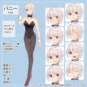 うさぎっ娘のバニーガールの全身立ち絵(うさ耳・髪飾り等のオマケパーツ付き) [薄型カレーテレビ(男キャラ→がるまに)]