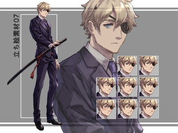 立ち絵素材07(スーツ×刀2) [SAN]