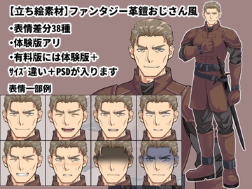 【立ち絵素材】ファンタジー革鎧おじさん風 [SOroom]