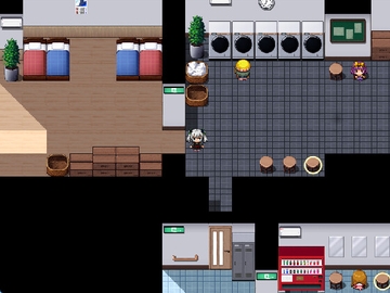 RPGツクールMV・MZ用 マップチップ・タイルセット05 『学生寮・日本の住宅・図書館・現代・室内・屋内・内装・家の中』 [タイルセット/マップチップ習作所]