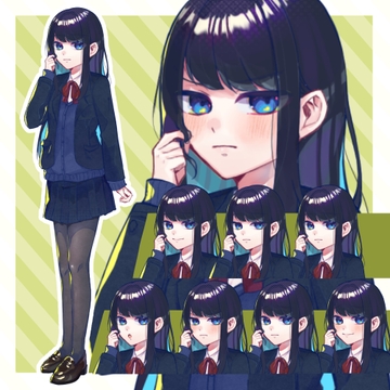 【商用OK】黒髪ストレートの制服女の子 [うさぎとカメの素材処]