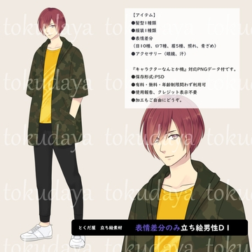 【とくだ屋】表情差分のみ男性立ち絵D1 [とくだ屋]