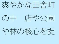 爽やかな田舎町の中 店や公園や林の核心を捉える