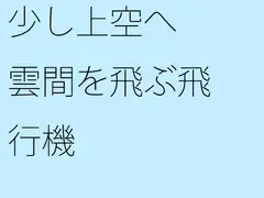 少し上空へ 雲間を飛ぶ飛行機