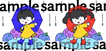 水たまりで遊ぶ少年少女 [ココのアトリエ]