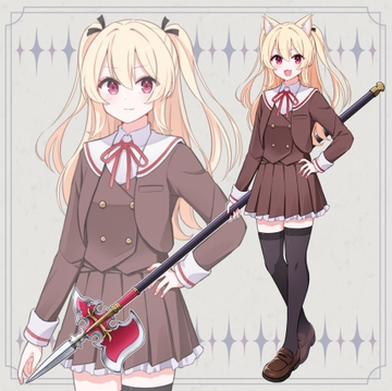 立ち絵素材・槍使いの制服少女 [やまのした]