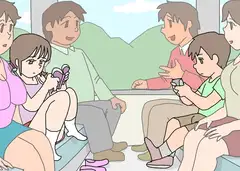 旅行先で知り合った家族同士 (GIFパラパラ漫画)