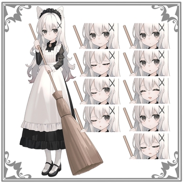 立ち絵素材(猫耳メイド)/表情差分×9種 [館奈工房]