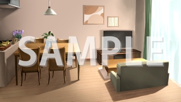 【背景素材】現代家屋のリビング【時間差分4点】 [株式会社muku.]