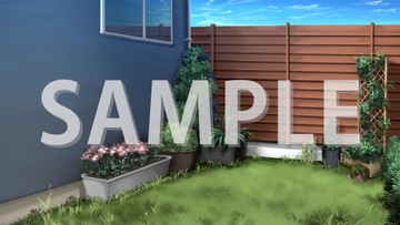 【背景素材】一戸建ての小庭【時間差分4点】 [株式会社muku.]