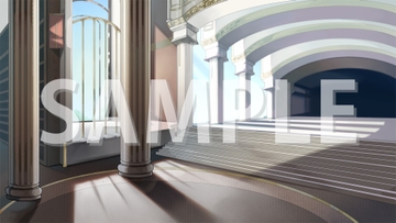 【背景素材】お城の廊下1【時間差分3点】 [株式会社muku.]