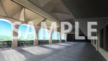 【背景素材】お城の廊下2【時間差分3点】 [株式会社muku.]