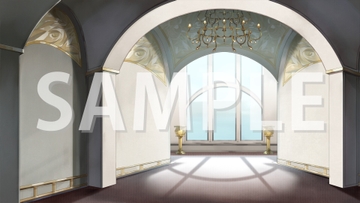 【背景素材】お城の廊下3【時間差分3点】 [株式会社muku.]