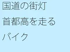 国道の街灯 首都高を走るバイク