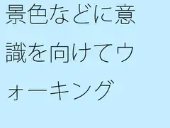 景色などに意識を向けてウォーキング