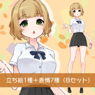 【立ち絵素材】高校生 学生 女の子(表情Bセット) [KING]