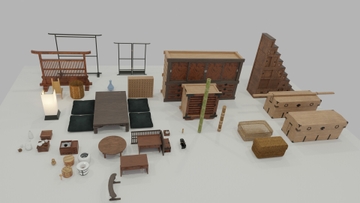 3DCG素材 古民家の道具・設備(居間) 45種 [Pen and Dice]