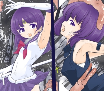 腹パンされ変身が解けた隙を突かれ膣から卵を植え付けられるセ◯ラーサターン [宵星ヒカリの作品展]