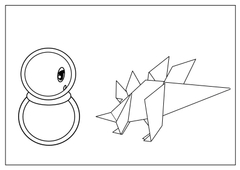 ステゴサウルス折り紙ぬりえA4サイズ [nanaraiTRY]