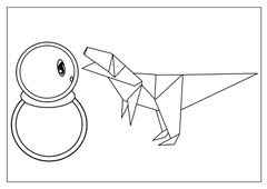 ティラノサウルス折り紙ぬりえA4サイズ [nanaraiTRY]