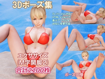 3Dポーズ集 エクササイズ(M字開脚2) [iLLustLinks]