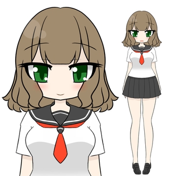 立ち絵素材ポップHセーラー夏 [コーヒー屋のKING]