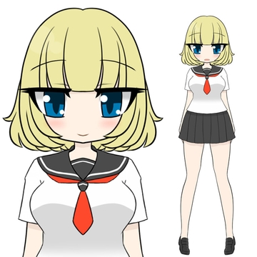 立ち絵素材ポップJセーラー夏 [コーヒー屋のKING]