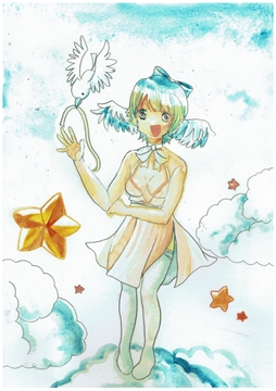 羽耳少女 アナログ一枚絵 [甘いひと時]