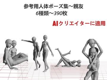 AIクリエイターに適用～参考用人体ポーズ集～親友～6種類～390枚 [P Pose]