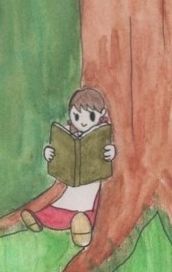 森の木の下で本を読む少女 [ひとみん(days-neo55)]