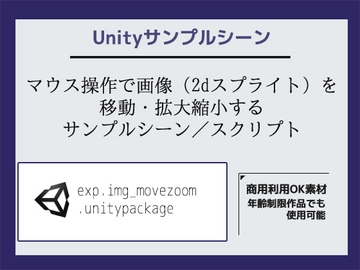 マウス操作で画像(2dスプライト)を移動・拡大縮小するサンプルシーン(スクリプト/ソースコード)～Unityアセット/Unityパッケージ [商用利用OK素材]