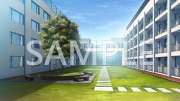 【背景素材】学園 中庭(6045_bg08)【時間差分あり】 [XERO]