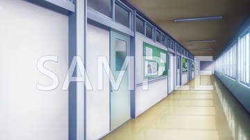 【背景素材】学園 廊下(6045_bg11)【時間差分あり】 [XERO]