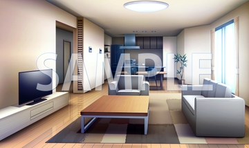 【背景素材】一軒家 リビング(6229_bg01)【時間差分あり】 [XERO]