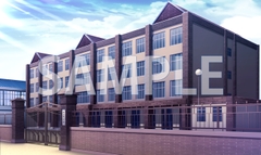 【背景素材】学園 外観(閉門)(6199_bg04a)【時間差分あり】 [XERO]