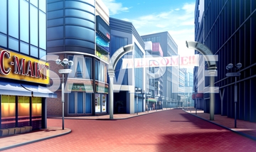 【背景素材】繁華街(6052_bg14)【時間差分あり】 [XERO]