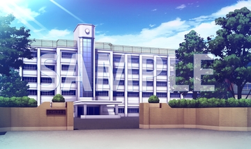 【背景素材】学園 外観(6069_bg01)【時間差分あり】 [XERO]