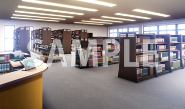 【背景素材】図書室(6069_bg06)【時間差分あり】 [XERO]