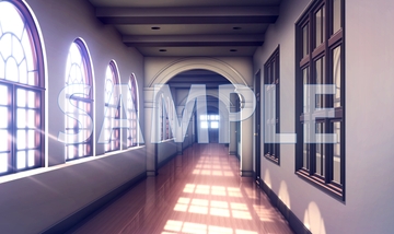 【背景素材】廊下(6168_bg03)【時間差分あり】 [XERO]